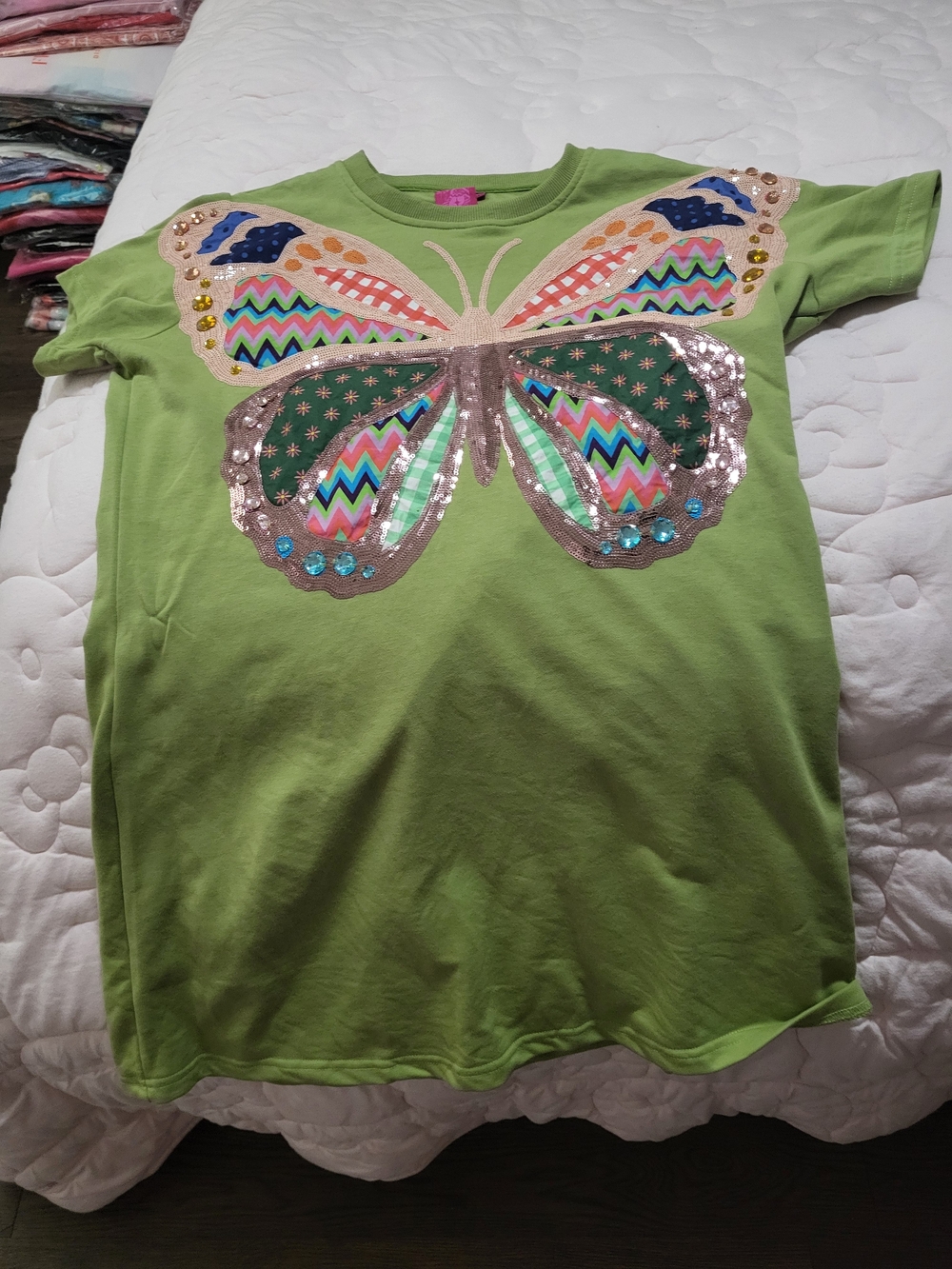 Queen Of Sparkles Green Butterfly Sequin Dress